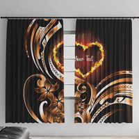Personalised Polynesian Fiery Heart Window Curtain Passionate Love LT01 With Hooks Black - Polynesian Pride