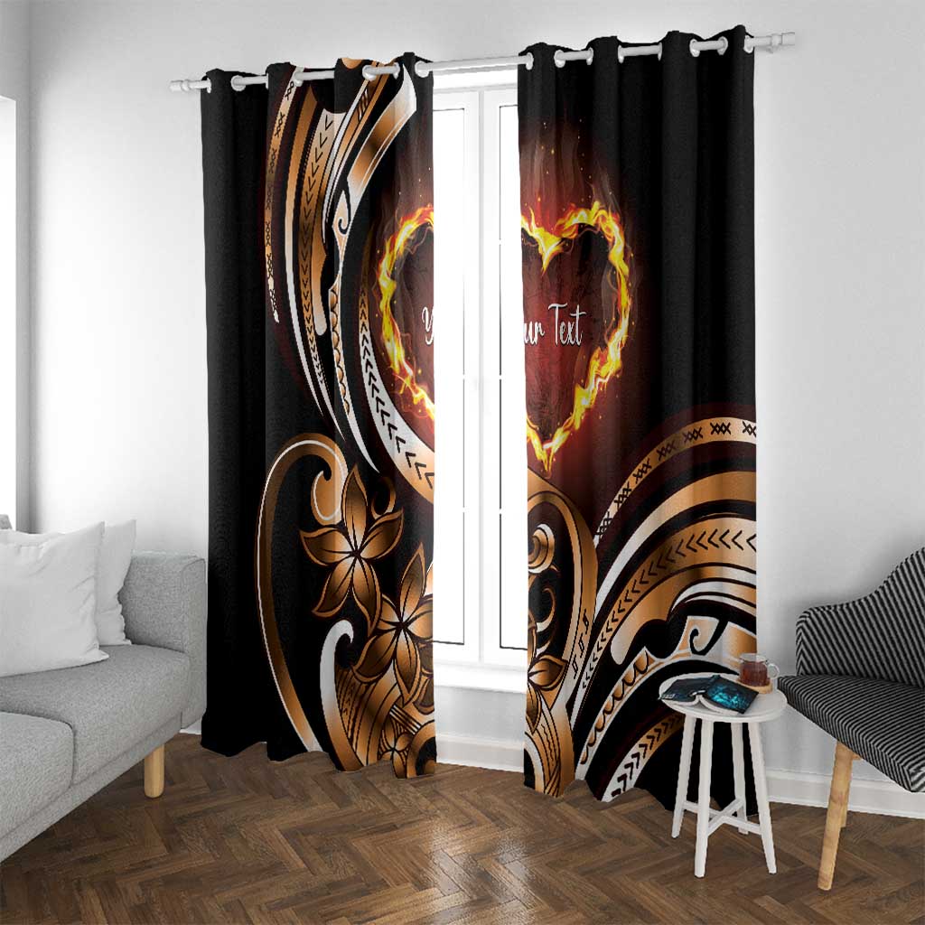 Personalised Polynesian Fiery Heart Window Curtain Passionate Love LT01 With Grommets Black - Polynesian Pride