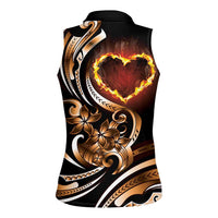 Personalised Polynesian Fiery Heart Women Sleeveless Polo Shirt Passionate Love