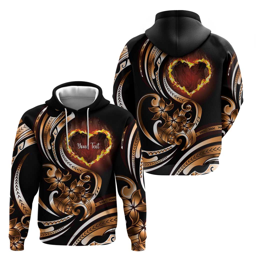 Personalised Polynesian Fiery Heart Zip Hoodie Passionate Love