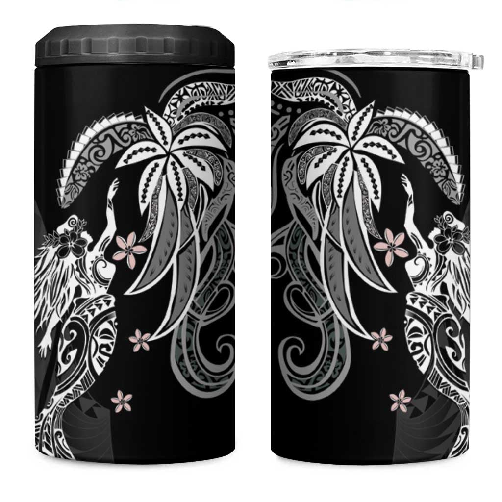 Polynesian Mermaid Plumeria Tribal Tattoo 4 in 1 Can Cooler Tumbler LT01 One Size: 16 oz Black - Polynesian Pride