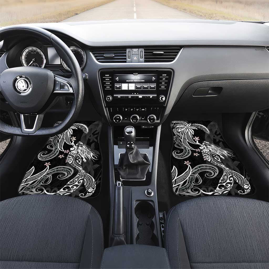 Polynesian Mermaid Plumeria Tribal Tattoo Car Mats LT01 Set 2pcs - Front Black - Polynesian Pride