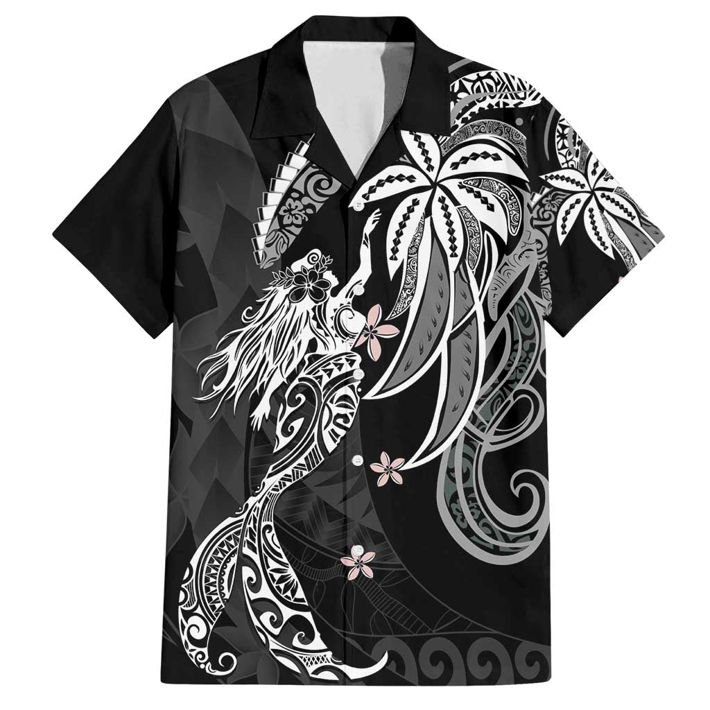 Polynesian Mermaid Plumeria Tribal Tattoo Family Matching Summer Maxi Dress and Hawaiian Shirt