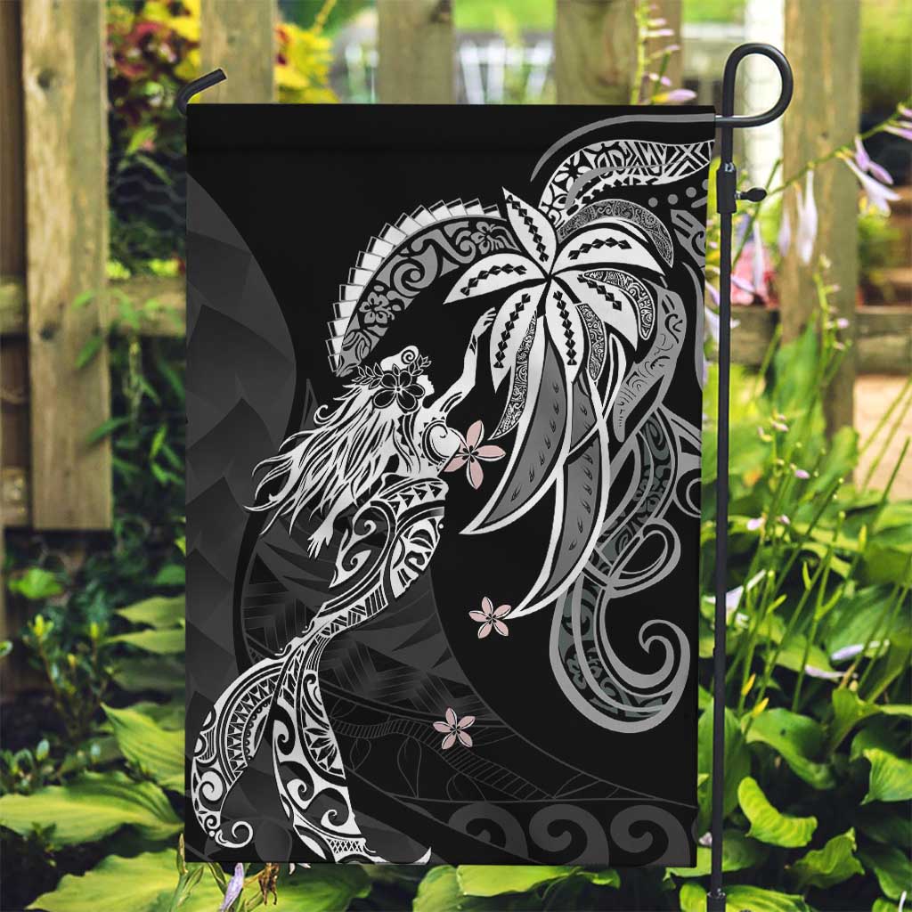 Polynesian Mermaid Plumeria Tribal Tattoo Garden Flag LT01 Garden Flag Black - Polynesian Pride