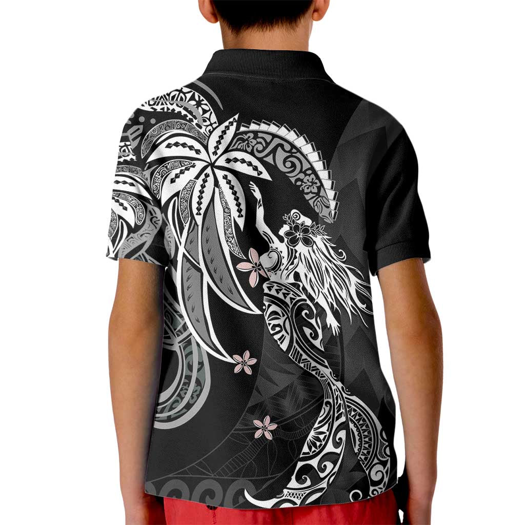 Polynesian Mermaid Plumeria Tribal Tattoo Kid Polo Shirt
