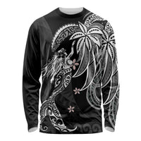 Polynesian Mermaid Plumeria Tribal Tattoo Long Sleeve Shirt LT01 Unisex Black - Polynesian Pride