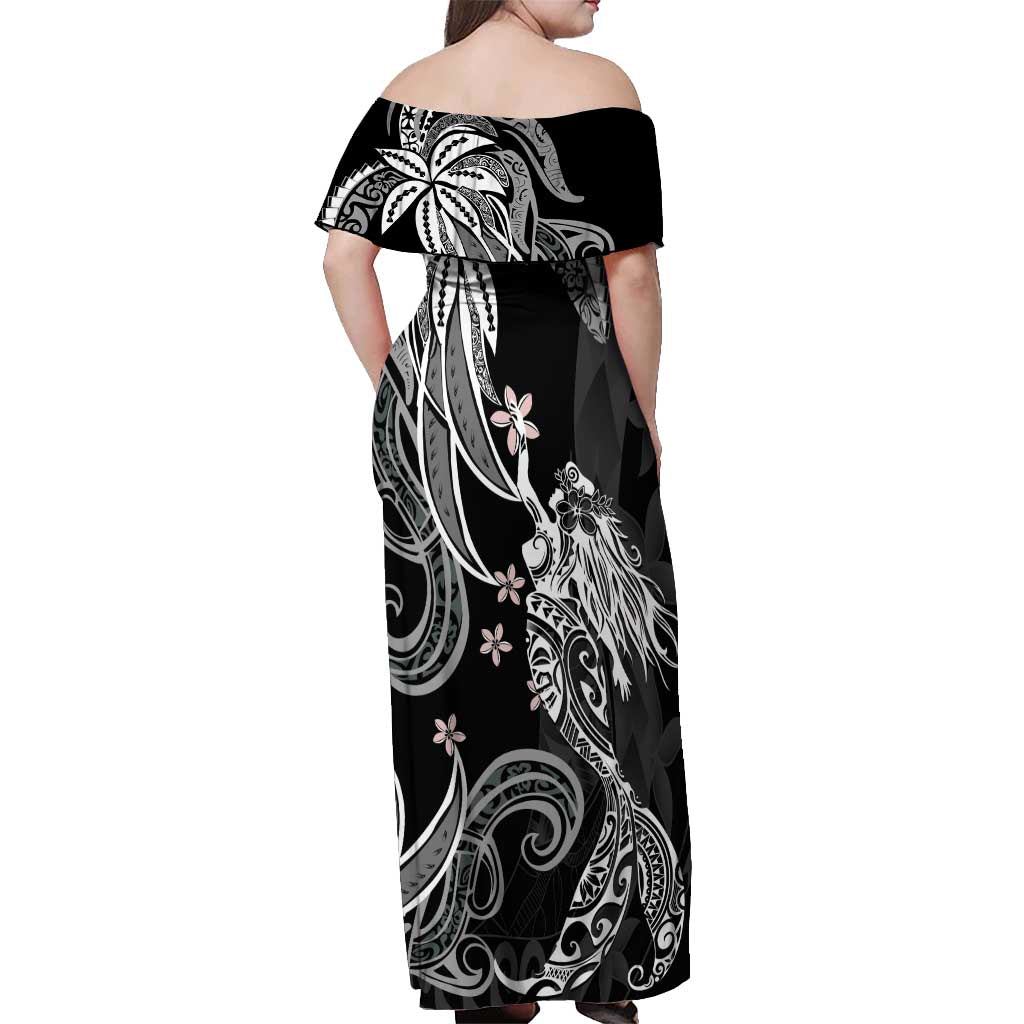 Polynesian Mermaid Plumeria Tribal Tattoo Off Shoulder Maxi Dress LT01 - Polynesian Pride