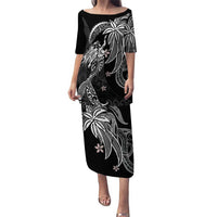 Polynesian Mermaid Plumeria Tribal Tattoo Puletasi LT01 Long Dress Black - Polynesian Pride