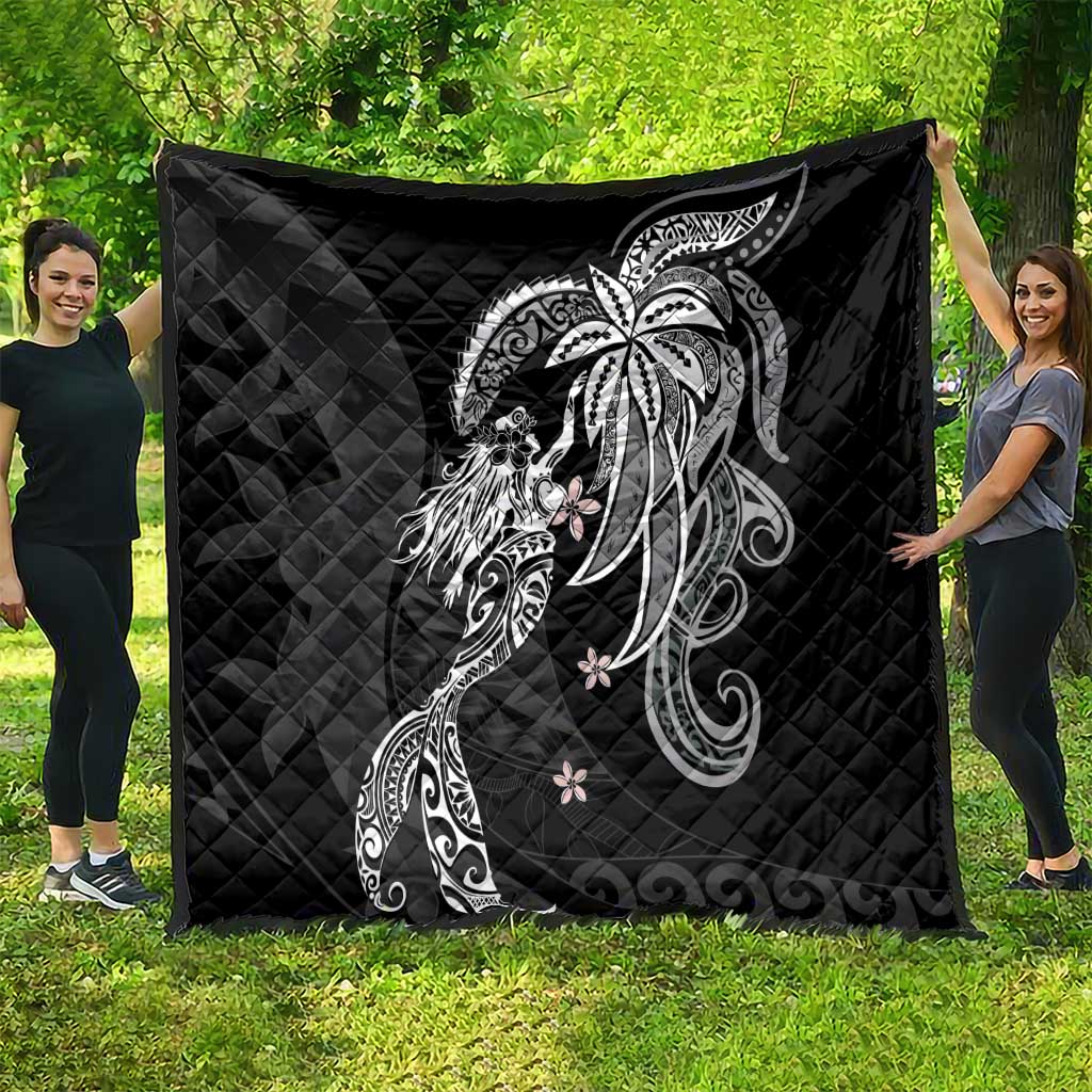 Polynesian Mermaid Plumeria Tribal Tattoo Quilt