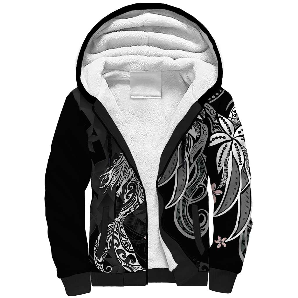 Polynesian Mermaid Plumeria Tribal Tattoo Sherpa Hoodie LT01 Unisex Black - Polynesian Pride