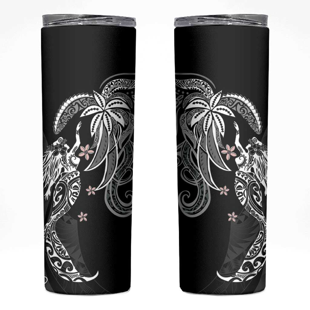 Polynesian Mermaid Plumeria Tribal Tattoo Skinny Tumbler