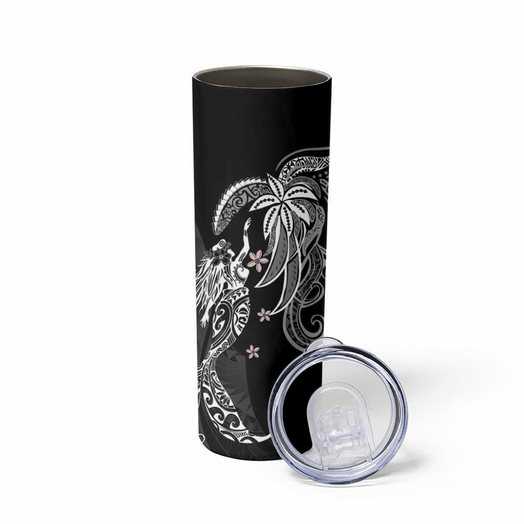 Polynesian Mermaid Plumeria Tribal Tattoo Skinny Tumbler