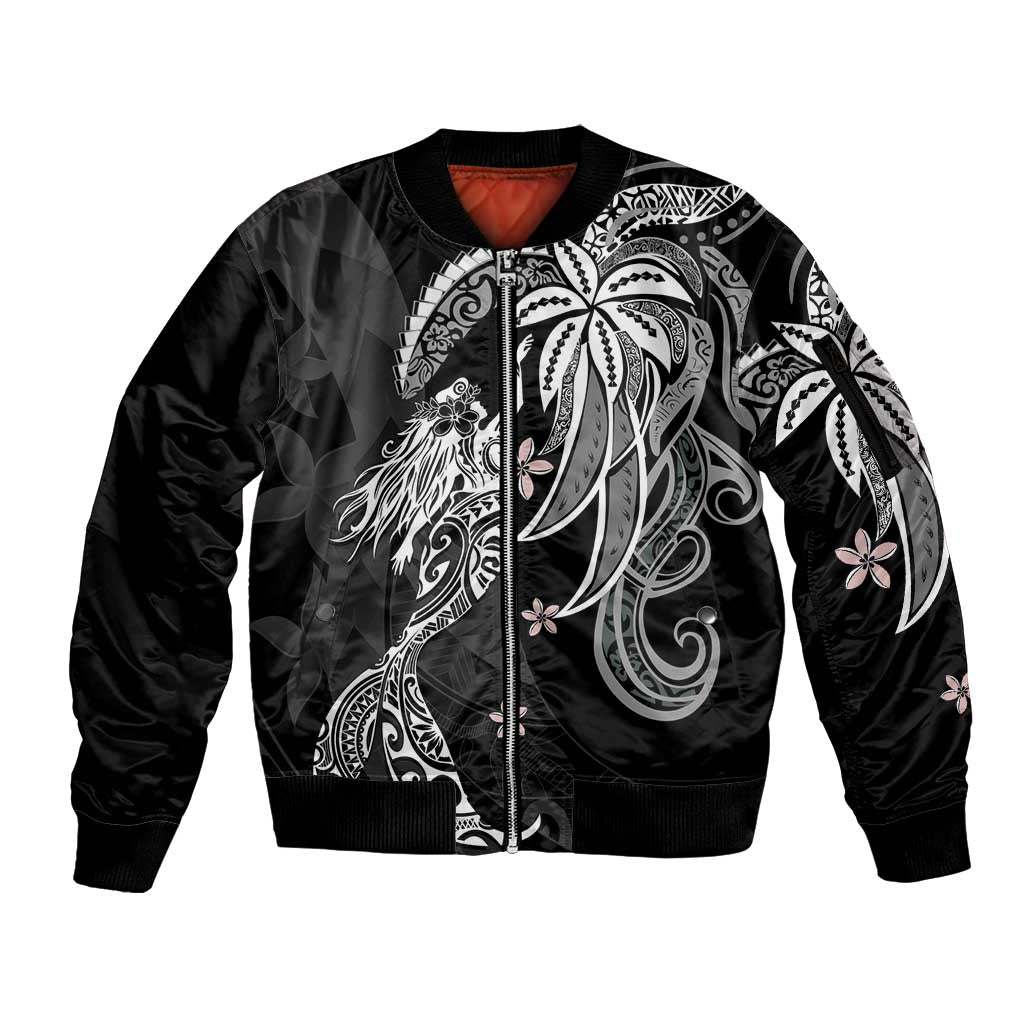 Polynesian Mermaid Plumeria Tribal Tattoo Sleeve Zip Bomber Jacket