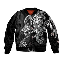 Polynesian Mermaid Plumeria Tribal Tattoo Sleeve Zip Bomber Jacket