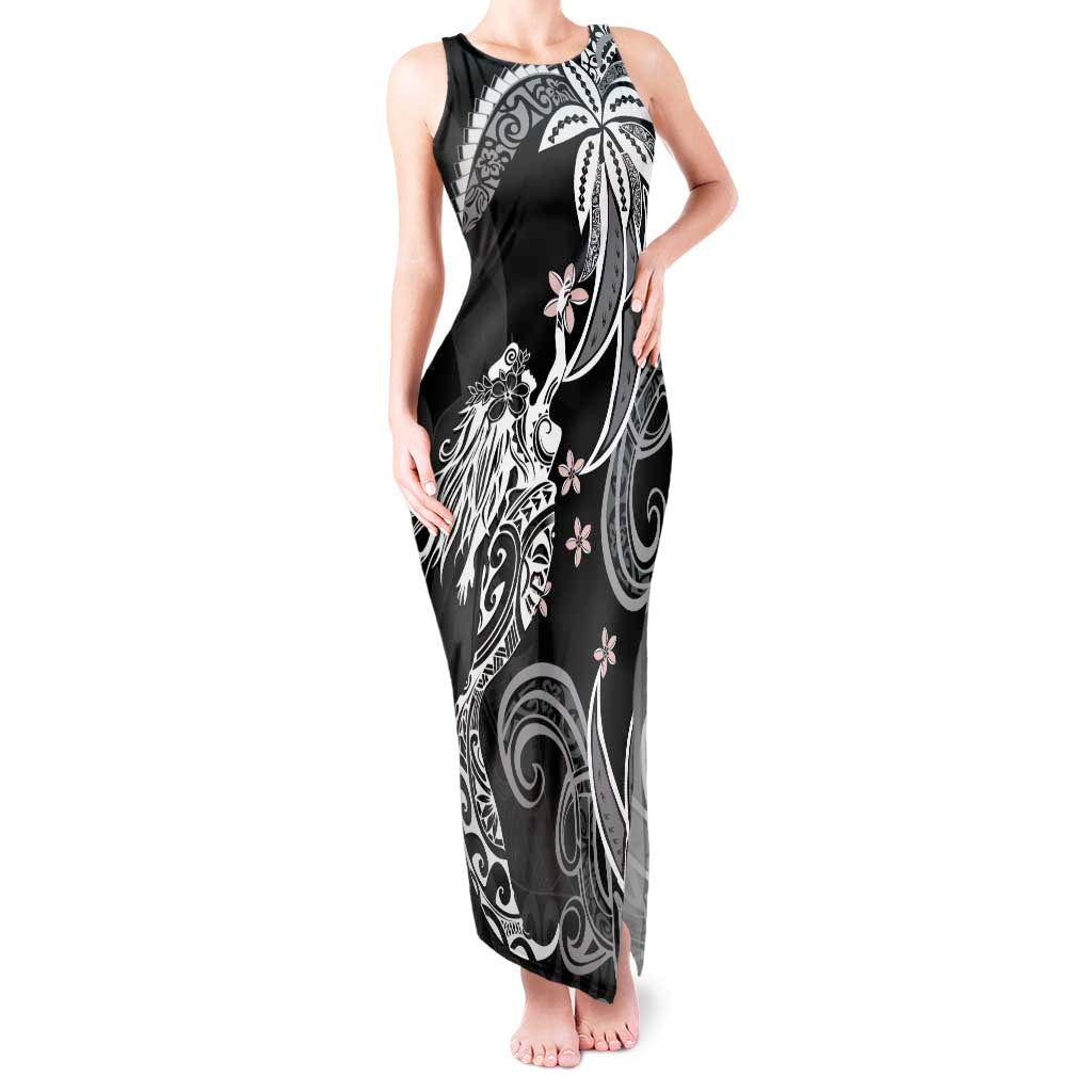 Polynesian Mermaid Plumeria Tribal Tattoo Tank Maxi Dress LT01 Women Black - Polynesian Pride