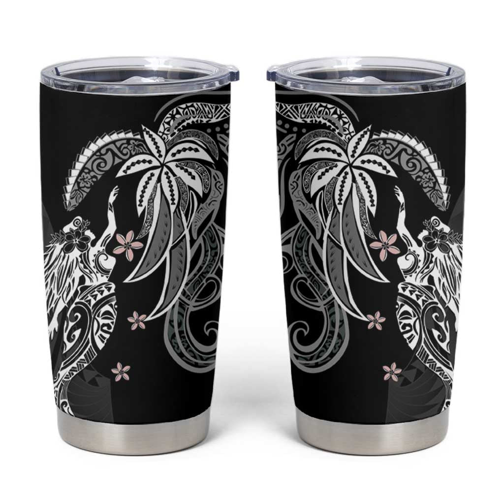Polynesian Mermaid Plumeria Tribal Tattoo Tumbler Cup LT01 Black - Polynesian Pride