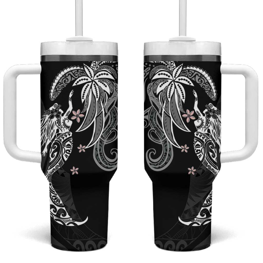 Polynesian Mermaid Plumeria Tribal Tattoo Tumbler With Handle LT01 One Size: 40 oz Black - Polynesian Pride