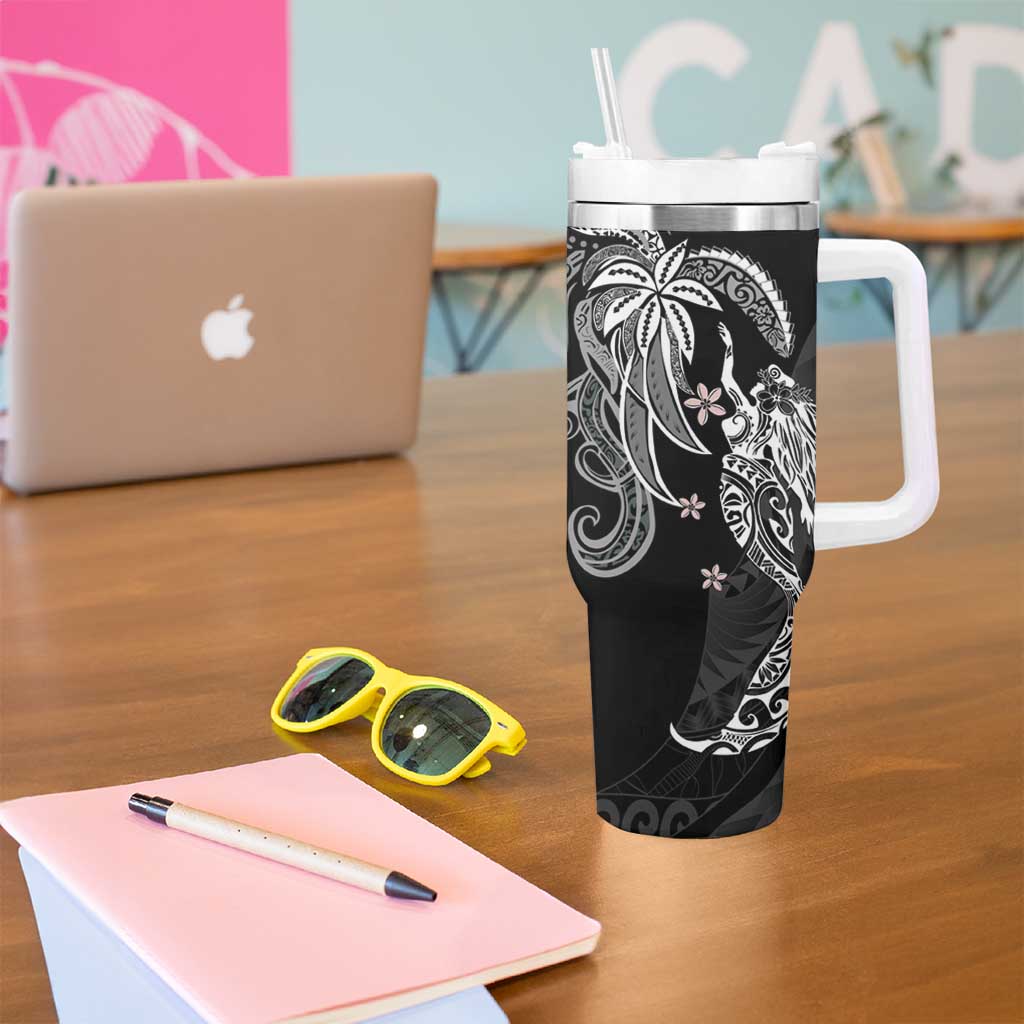 Polynesian Mermaid Plumeria Tribal Tattoo Tumbler With Handle LT01 - Polynesian Pride