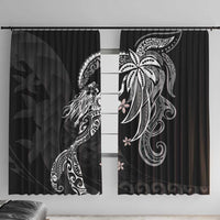 Polynesian Mermaid Plumeria Tribal Tattoo Window Curtain LT01 With Hooks Black - Polynesian Pride