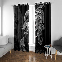Polynesian Mermaid Plumeria Tribal Tattoo Window Curtain LT01 With Grommets Black - Polynesian Pride