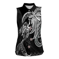 Polynesian Mermaid Plumeria Tribal Tattoo Women Sleeveless Polo Shirt