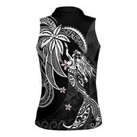 Polynesian Mermaid Plumeria Tribal Tattoo Women Sleeveless Polo Shirt