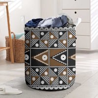 Fiji Brown Masi Pattern Laundry Basket Fijian Tapa LT01 Brown - Polynesian Pride