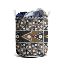 Fiji Brown Masi Pattern Laundry Basket Fijian Tapa LT01 - Polynesian Pride