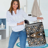 Fiji Brown Masi Pattern Laundry Basket Fijian Tapa LT01 - Polynesian Pride