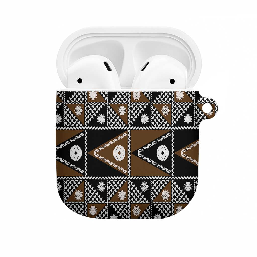 Fiji Brown Masi Pattern AirPods Case Fijian Tapa LT01 Brown - Polynesian Pride