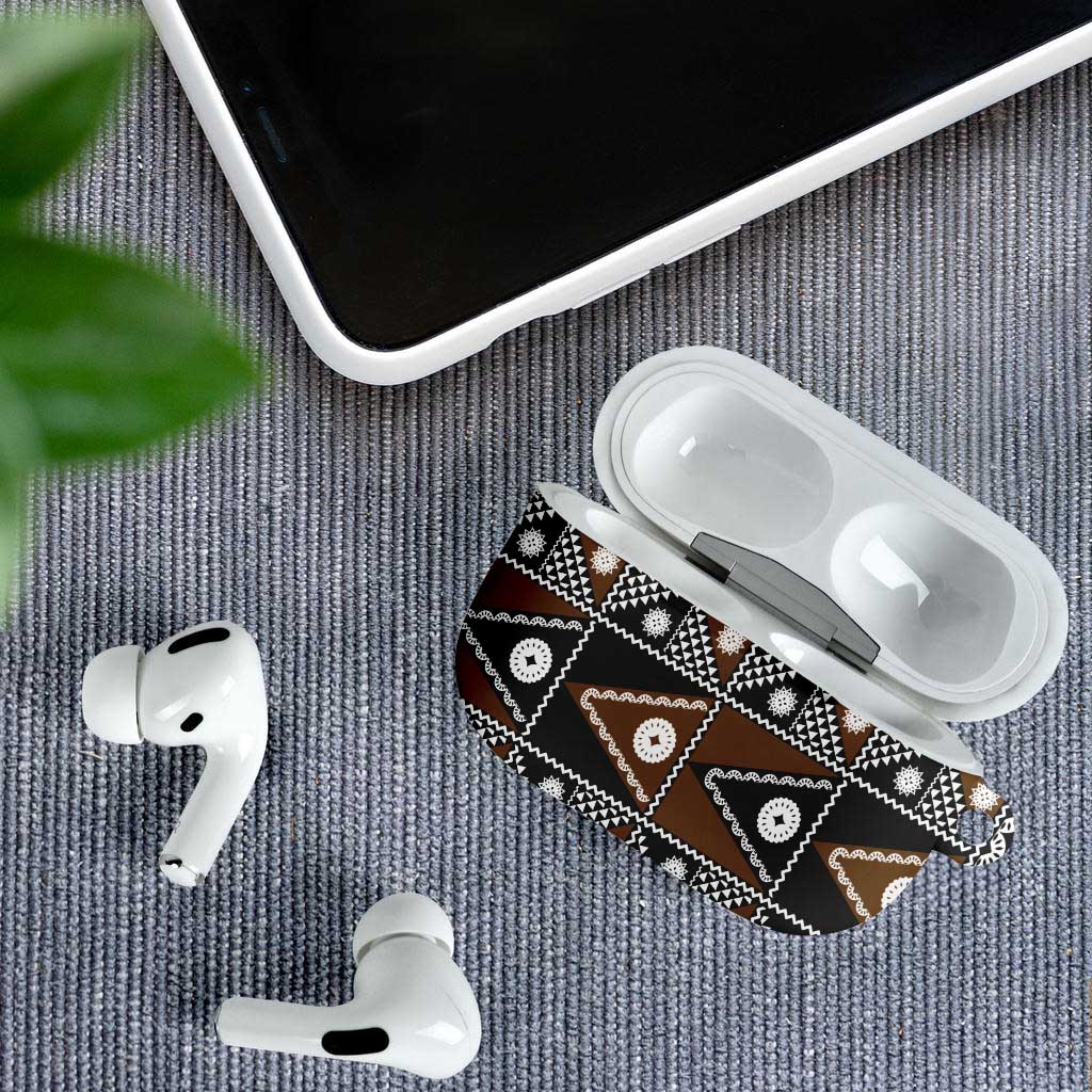 Fiji Brown Masi Pattern AirPods Case Fijian Tapa LT01 - Polynesian Pride