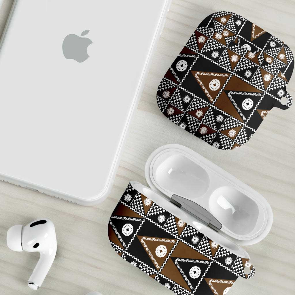 Fiji Brown Masi Pattern AirPods Case Fijian Tapa LT01 - Polynesian Pride