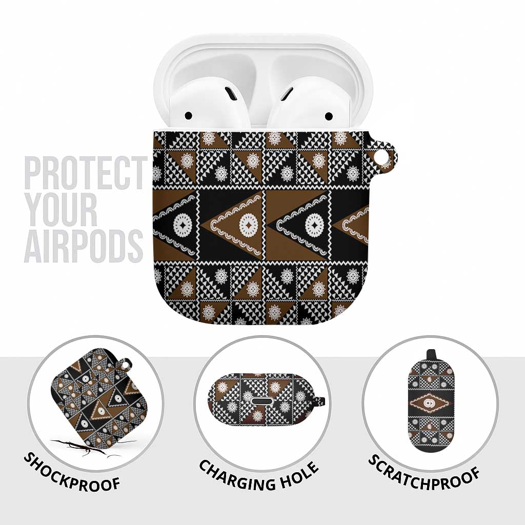 Fiji Brown Masi Pattern AirPods Case Fijian Tapa LT01 - Polynesian Pride