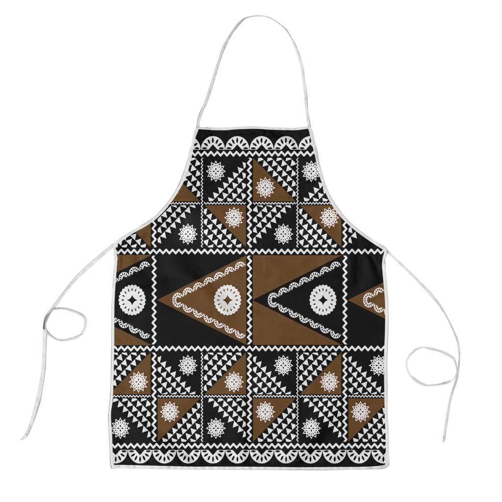 Fiji Brown Masi Pattern Apron Fijian Tapa LT01 Brown - Polynesian Pride