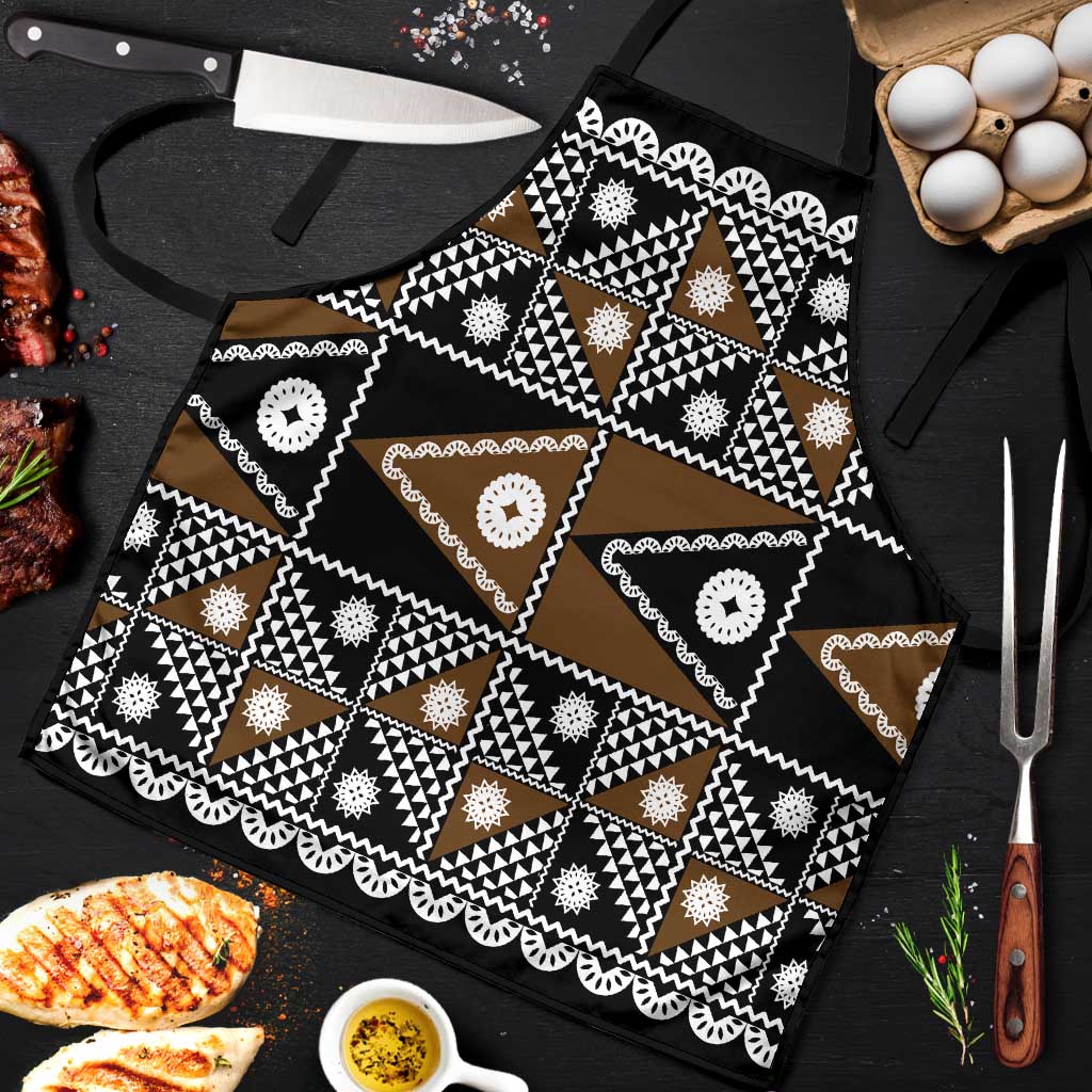 Fiji Brown Masi Pattern Apron Fijian Tapa LT01 Brown - Polynesian Pride