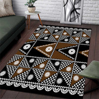 Fiji Brown Masi Pattern Area Rug Fijian Tapa