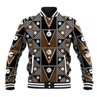 Fiji Brown Masi Pattern Baseball Jacket Fijian Tapa LT01 Unisex Brown - Polynesian Pride