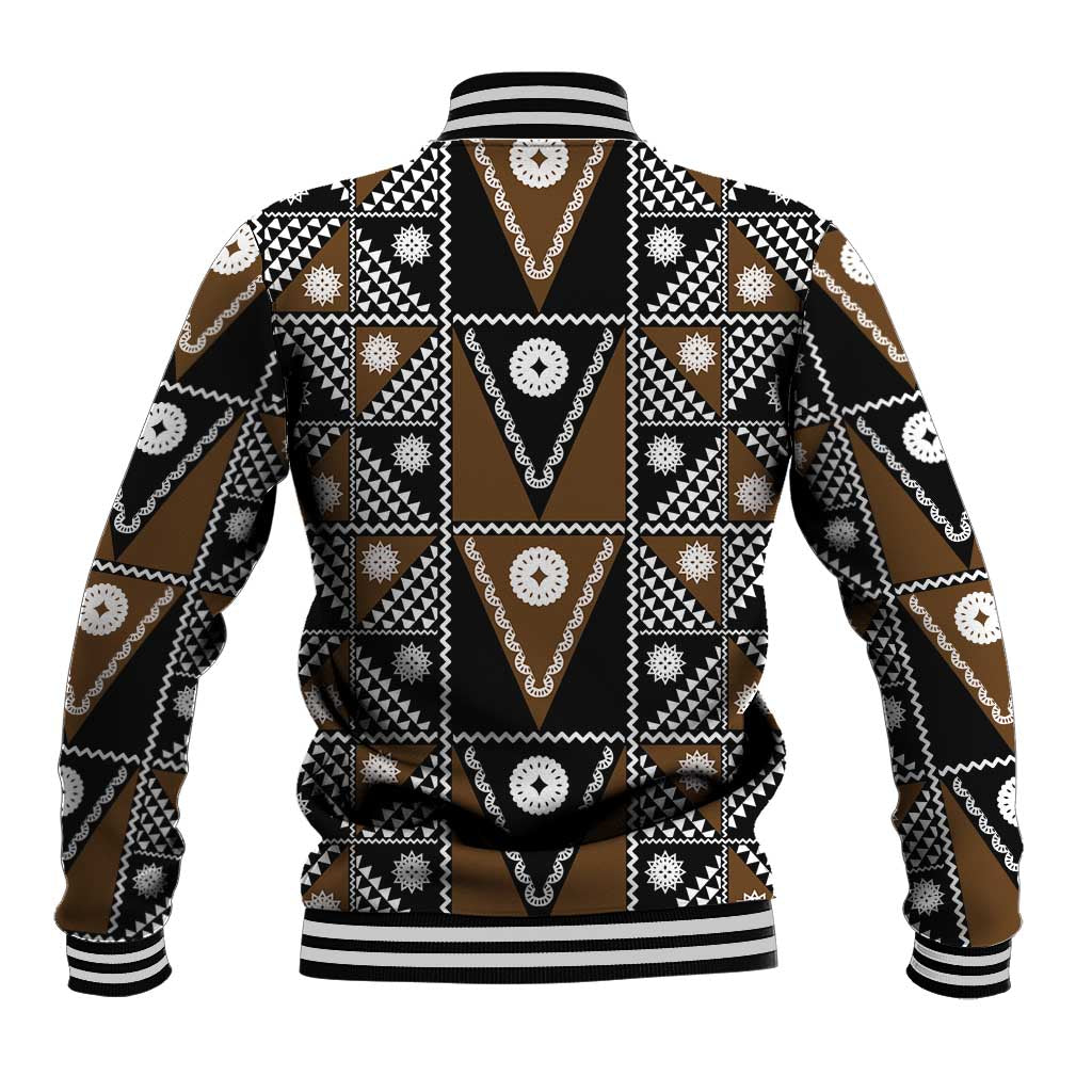 Fiji Brown Masi Pattern Baseball Jacket Fijian Tapa LT01 - Polynesian Pride
