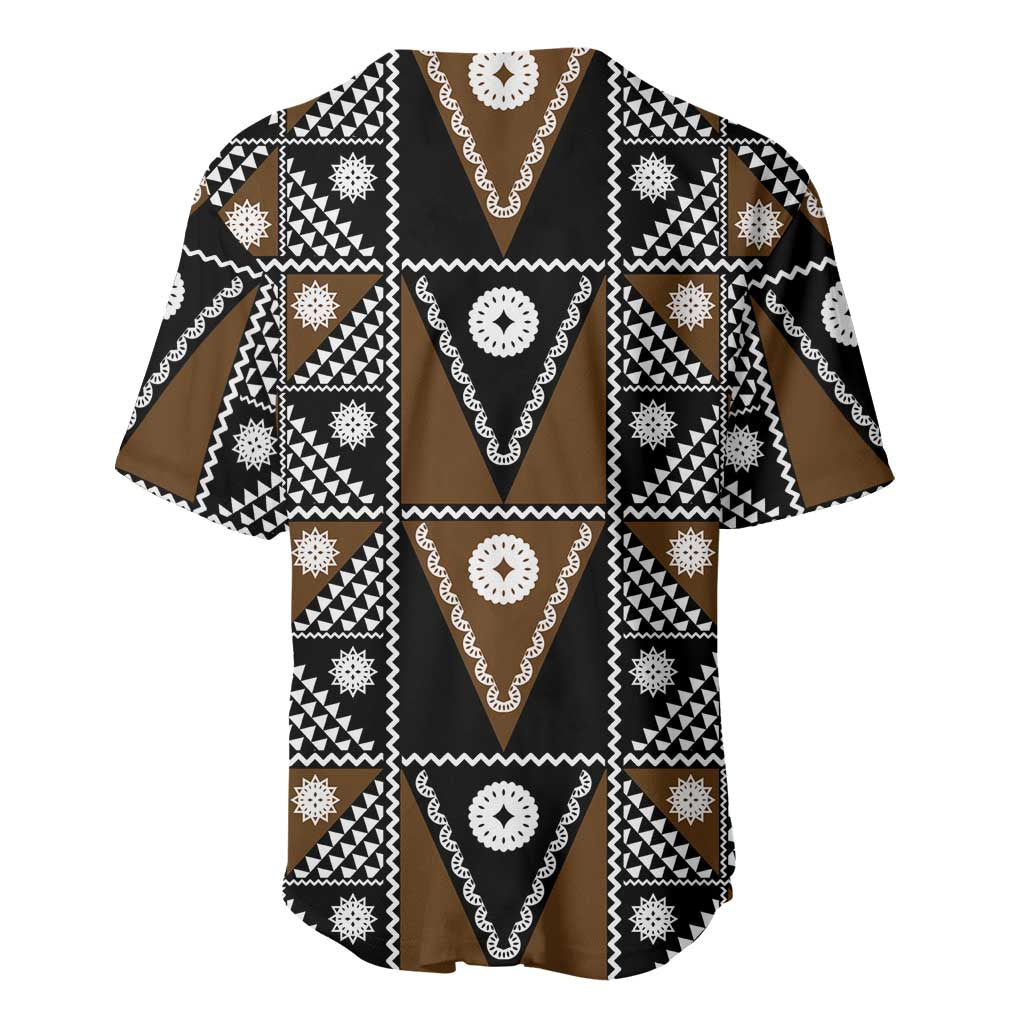 Fiji Brown Masi Pattern Baseball Jersey Fijian Tapa LT01 - Polynesian Pride
