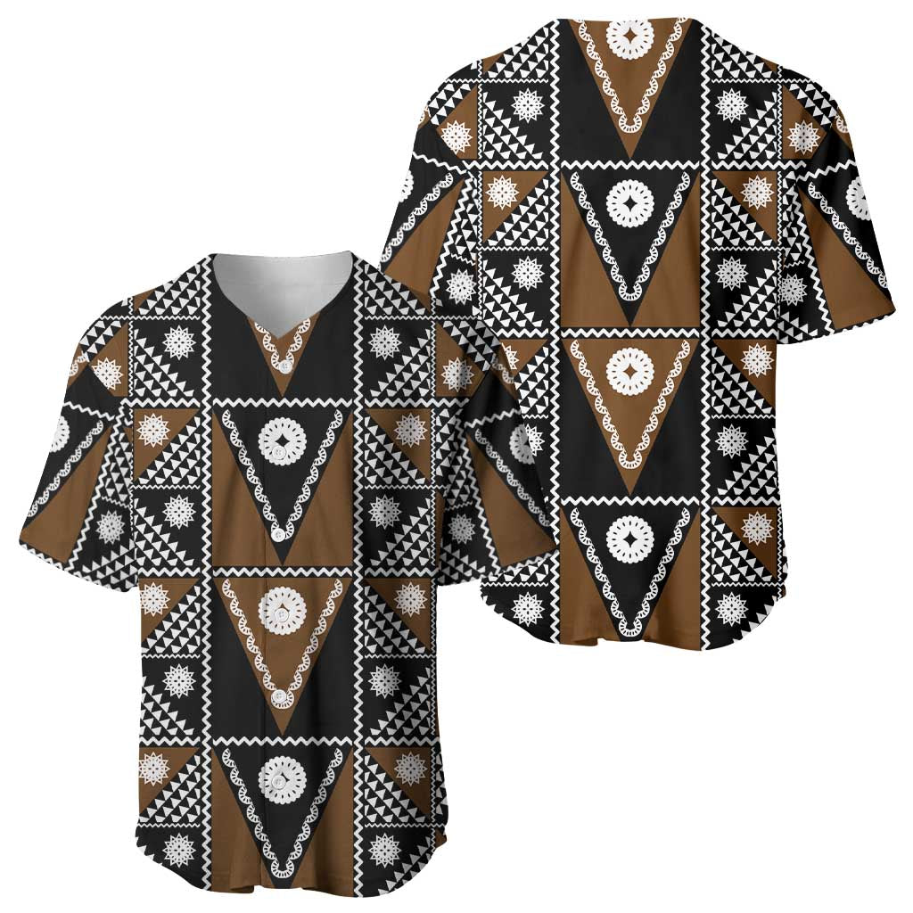 Fiji Brown Masi Pattern Baseball Jersey Fijian Tapa LT01 - Polynesian Pride