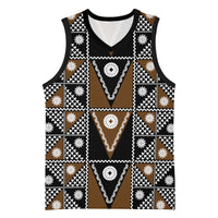 Fiji Brown Masi Pattern Basketball Jersey Fijian Tapa LT01 Unisex Brown - Polynesian Pride