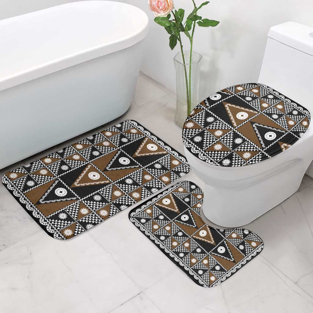 Fiji Brown Masi Pattern Bathroom Set Fijian Tapa LT01 - Polynesian Pride