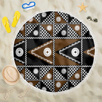 Fiji Brown Masi Pattern Beach Blanket Fijian Tapa LT01 One Size 150cm Brown - Polynesian Pride