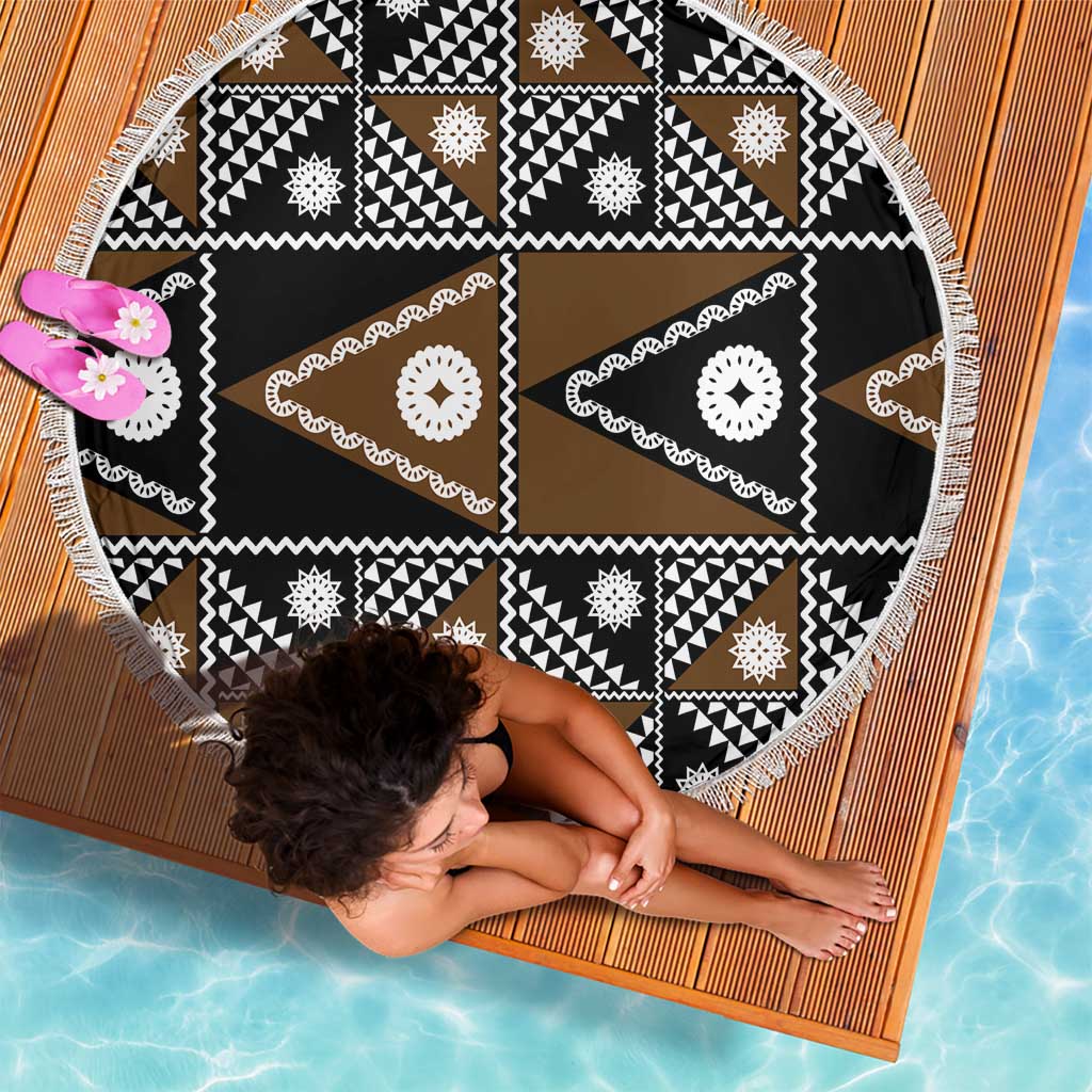 Fiji Brown Masi Pattern Beach Blanket Fijian Tapa LT01 - Polynesian Pride