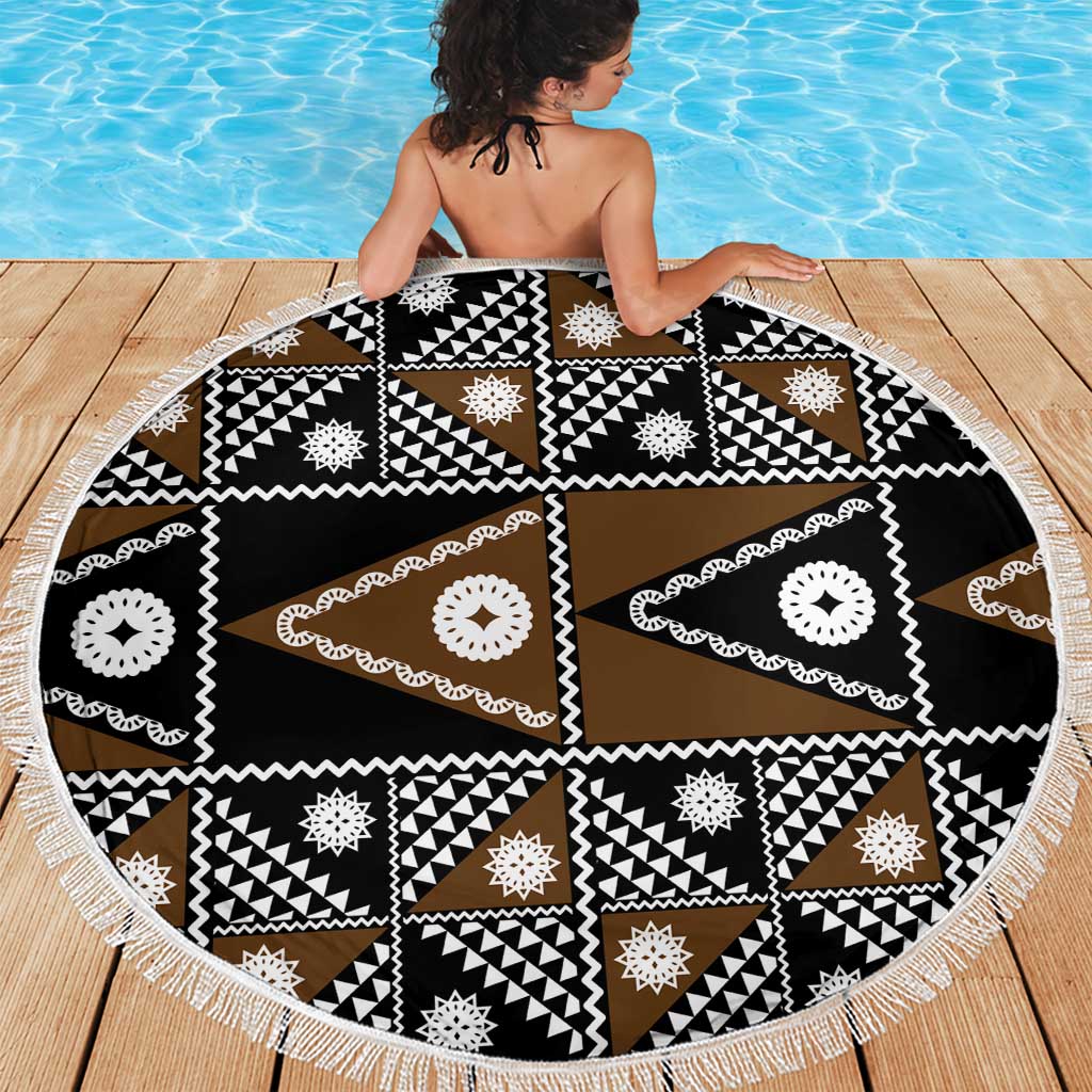 Fiji Brown Masi Pattern Beach Blanket Fijian Tapa LT01 - Polynesian Pride