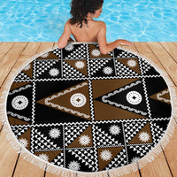 Fiji Brown Masi Pattern Beach Blanket Fijian Tapa LT01 - Polynesian Pride