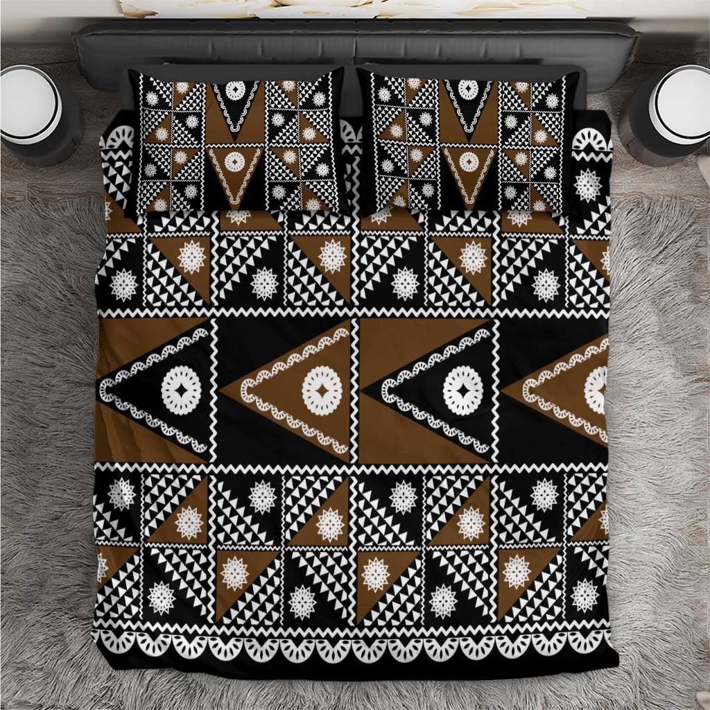 Fiji Brown Masi Pattern Bedding Set Fijian Tapa LT01 Brown - Polynesian Pride