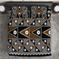 Fiji Brown Masi Pattern Bedding Set Fijian Tapa LT01 Brown - Polynesian Pride