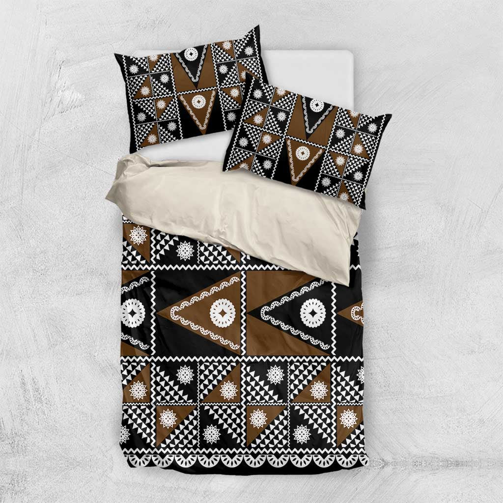 Fiji Brown Masi Pattern Bedding Set Fijian Tapa LT01 US Twin 172cm x 218cm Brown - Polynesian Pride