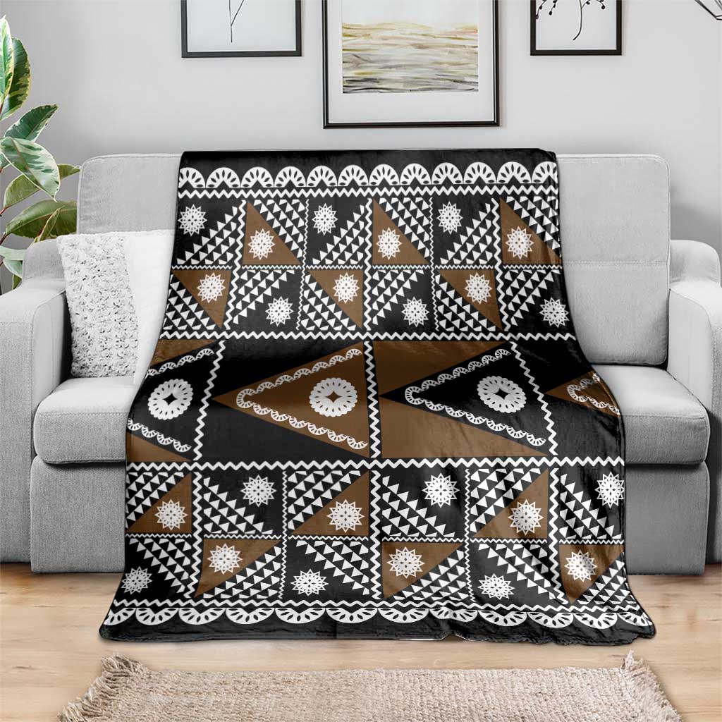 Fiji Brown Masi Pattern Blanket Fijian Tapa LT01 - Polynesian Pride